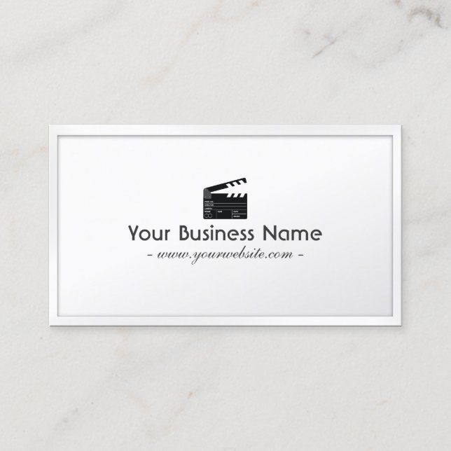 White Border Clapperboard Director Business Card (Front)