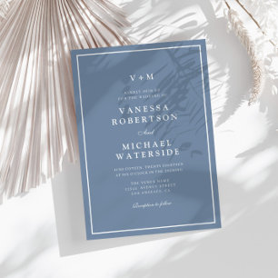 white border dusty blue QR Code wedding Invitation