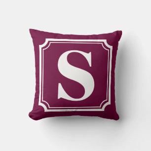 White Border Personalized Monogram Poppy Pillow