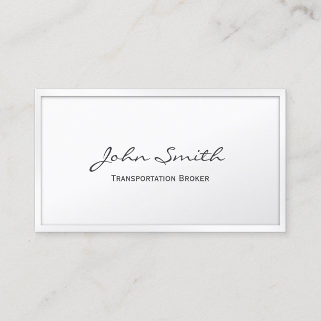 White Border Transportation Broker Business Card (Front)