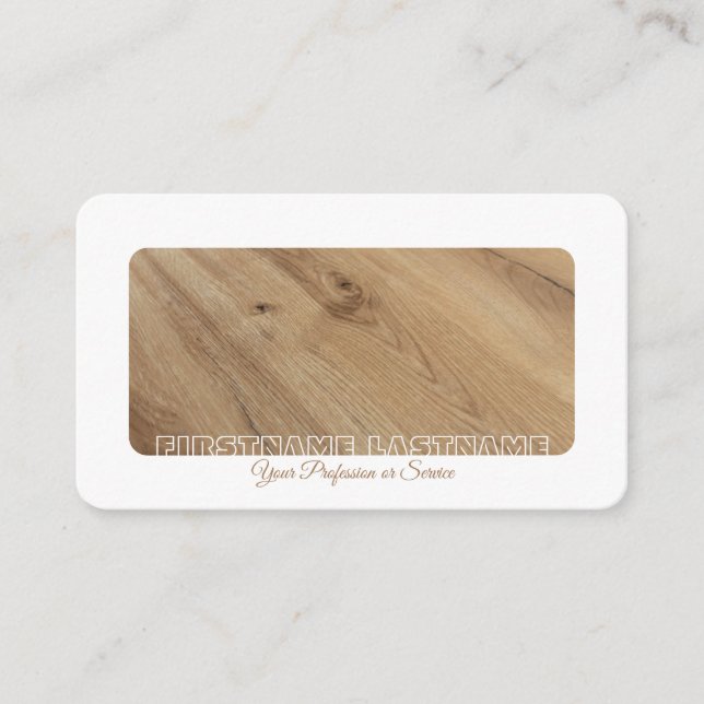 White border tree wood interior design elegant business card (Front)