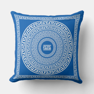 White Borders on Grey Blue Background Throw Pillow