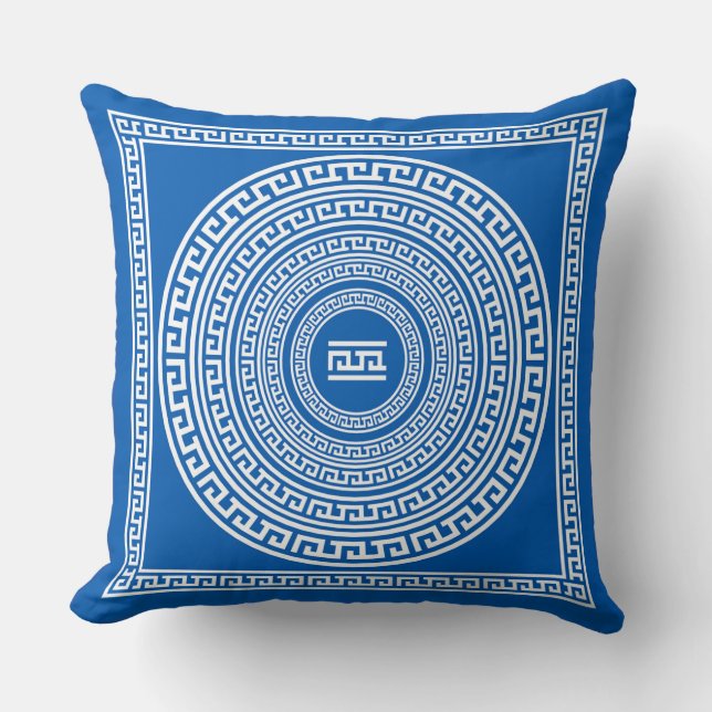 White Borders on Grey Blue Background  Throw Pillow (Front)