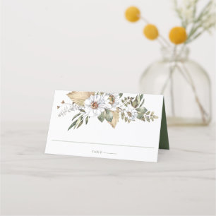 White Botanical Bohemian Place Card