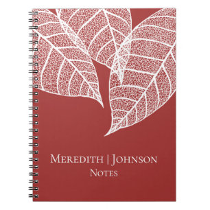 White Botanical Leaf Skeletons   Personalized Notebook