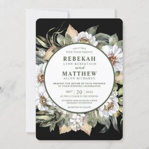 White Botanical   Wedding Invitation