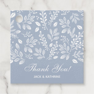 White Botanicals Dusty Blue Thank You Favour Tags