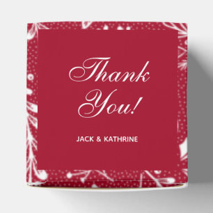 White Botanicals Red Thank You Favor Box