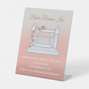 White Bounce House Inflatable Party Rentals Pedestal Sign