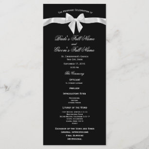 White Bow and Black Wedding Program