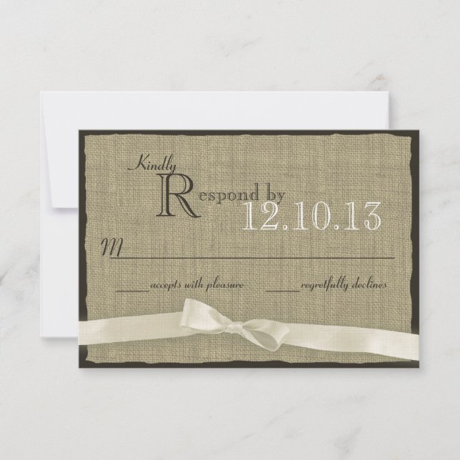 White Bow and Burlap Wedding Response (Front)
