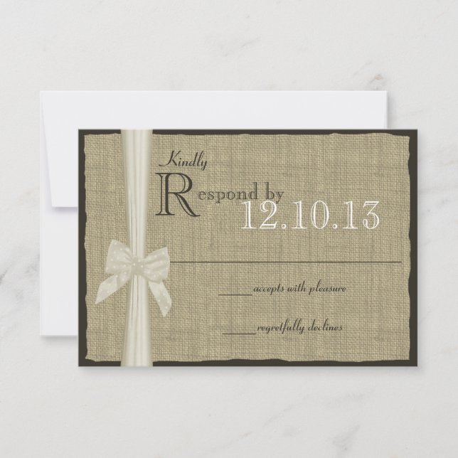 White Bow and Burlap Wedding Response (Front)
