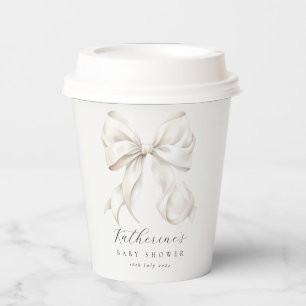 White Bow Baby Shower Paper Cup
