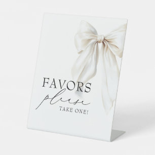 White Bow Bridal Shower Favors Pedestal Sign