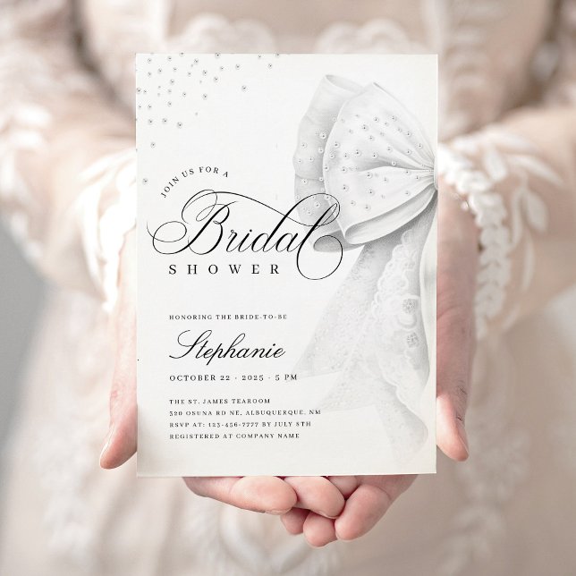 White Bow Bridal Shower Invitation (Creator Uploaded)