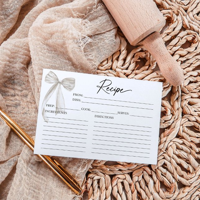 White Bow Bridal Shower Recipe Card (Creator Uploaded)