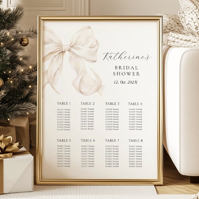 White Bow Bridal Shower Seating Chart (Creator Uploaded)