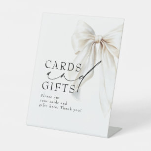 White Bow Cards and Gifts Bridal Shower Pedestal Sign
