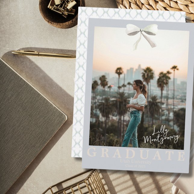White Bow Coquette Trellis Graduation Announcement (Creator Uploaded)