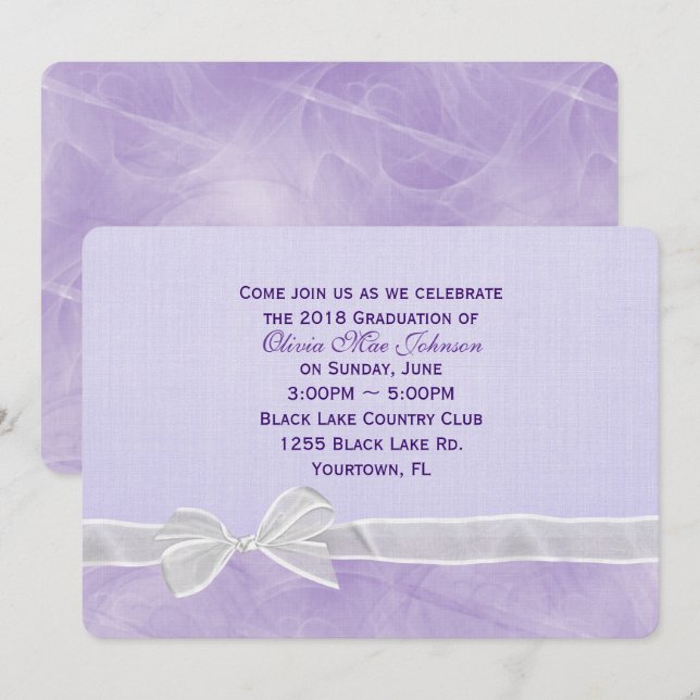 White Bow Graduation Invitation (Front/Back)