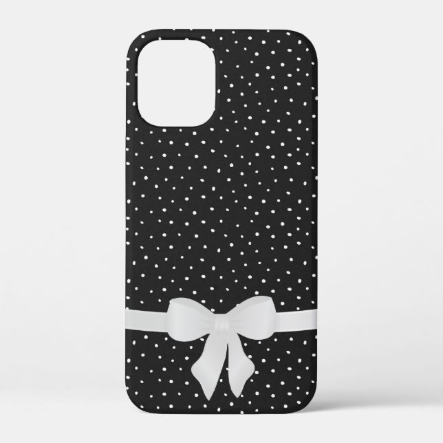 white bow on black and white Case-Mate iPhone case (Back)