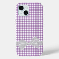 White Bow On Purple Gingham