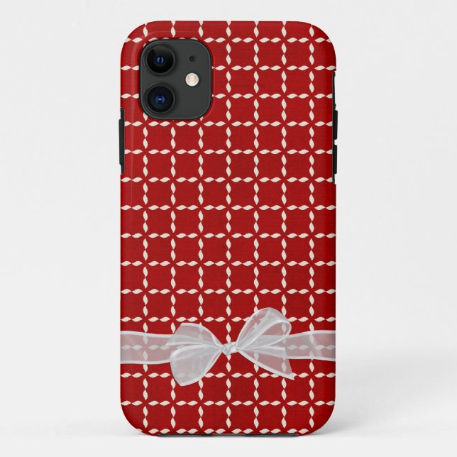 White Bow on Red Case-Mate iPhone Case (Back)