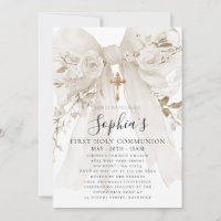 White Bow Rose Floral Girl First Communion