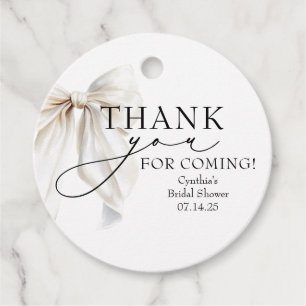 White Bow She's Tying the Knot Bridal Shower Favour Tags