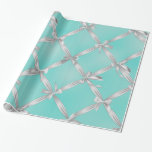 White Bows Turquoise Robin's Egg Blue Bridal Party Wrapping Paper<br><div class="desc">Wrapping Paper</div>
