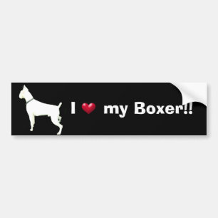 White boxer bumper sticker