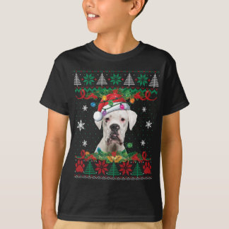 White Boxer Christmas Santa Ugly Sweater Dog Lover