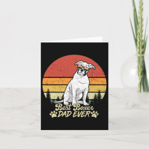 White Boxer Dad Ever Vintage Retro Dog Fathers Day Card
