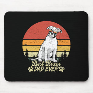 White Boxer Dad Ever Vintage Retro Dog Fathers Day Mouse Pad