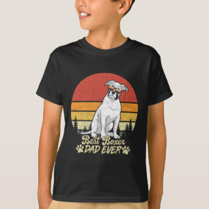 White Boxer Dad Ever Vintage Retro Dog Fathers Day T-Shirt