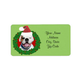 White Boxer Dog Christmas address labels