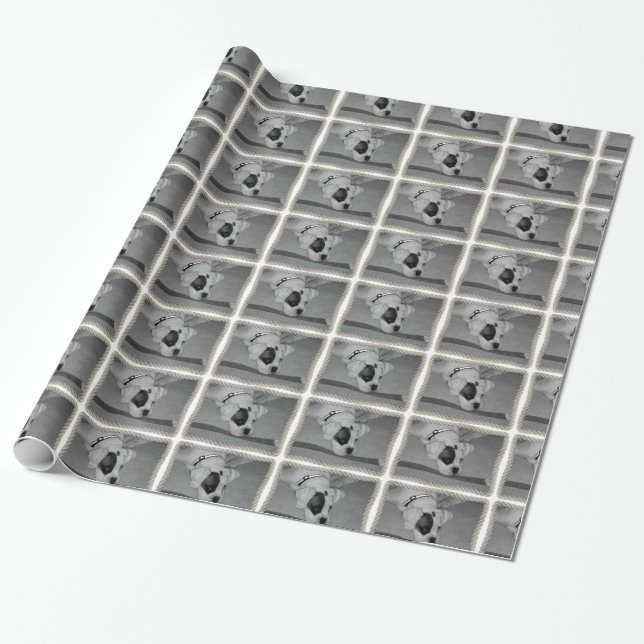 White Boxer dog  gift wrapping paper (Unrolled)