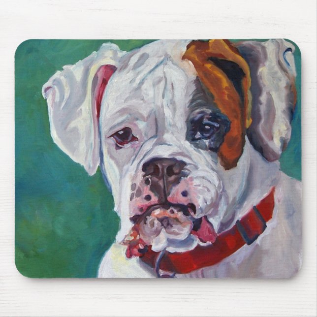 White Boxer Dog Mousepad (Front)