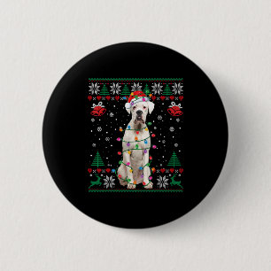 White Boxer Dog Ugly Christmas Sweater Funny Xmas  2 Inch Round Button