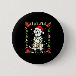White Boxer Dog Ugly Christmas Sweater Funny Xmas  2 Inch Round Button