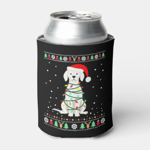 White Boxer Dog Ugly Christmas Sweater Funny Xmas Can Cooler