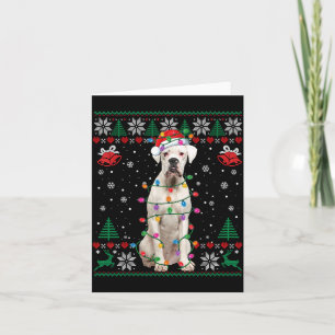 White Boxer Dog Ugly Christmas Sweater Funny Xmas Card