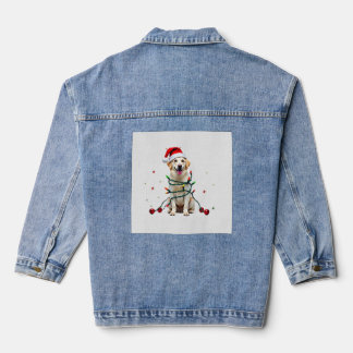 White Boxer Dog Ugly Christmas Sweater Funny Xmas  Denim Jacket