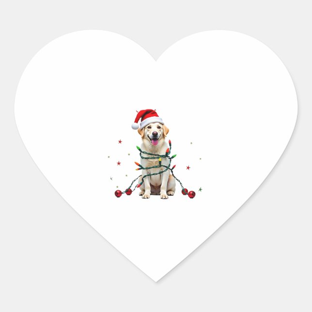 White Boxer Dog Ugly Christmas Sweater Funny Xmas  Heart Sticker (Front)