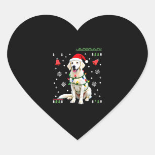 White Boxer Dog Ugly Christmas Sweater Funny Xmas Heart Sticker