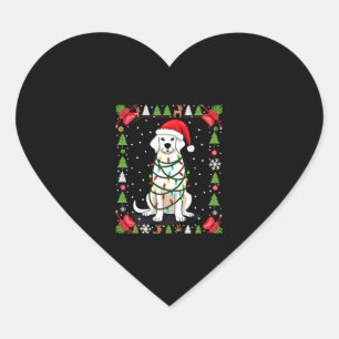 White Boxer Dog Ugly Christmas Sweater Funny Xmas Heart Sticker