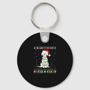 White Boxer Dog Ugly Christmas Sweater Funny Xmas  Keychain
