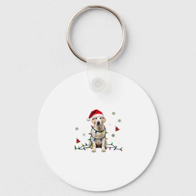 White Boxer Dog Ugly Christmas Sweater Funny Xmas  Keychain (Front)