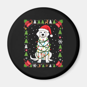 White Boxer Dog Ugly Christmas Sweater Funny Xmas Magnet