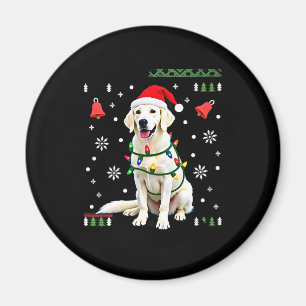 White Boxer Dog Ugly Christmas Sweater Funny Xmas Magnet
